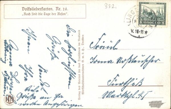 Kutzer E. Nr. 26 Volksliedkarte Noch find die Tag – Bild 2