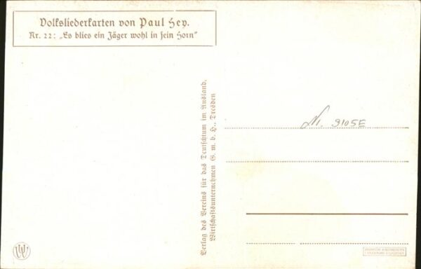 Hey Paul Nr. 22 Volksliedkarte Es blies ein Jäger wo – Bild 2