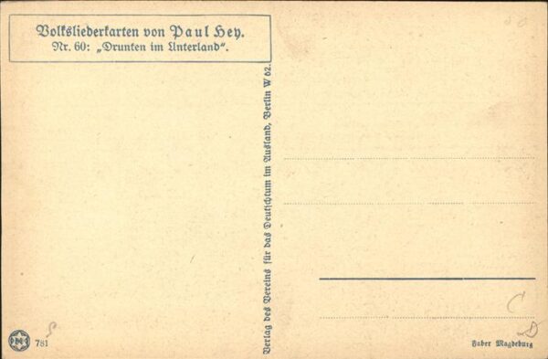 Hey Paul Nr. 60 Volksliederkarte Drunten im Unterlan – Bild 2