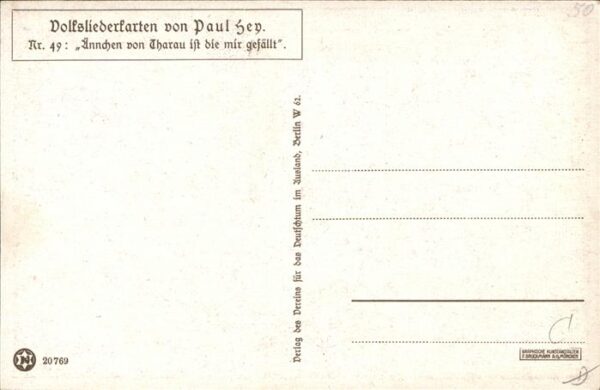 Hey Paul Nr. 49 Volksliederkarte Annchen von Tharau – Bild 2