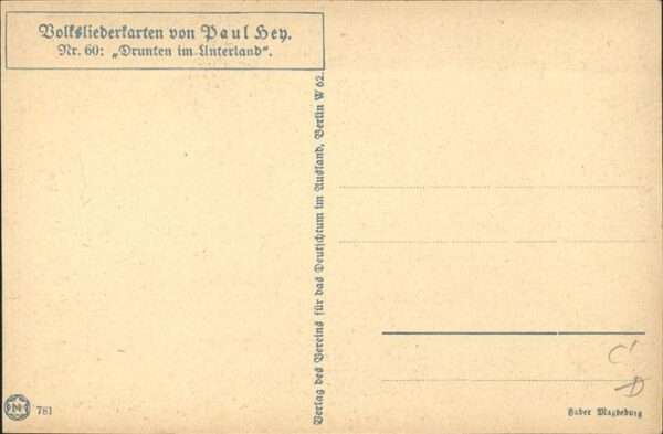 Hey Paul Nr. 60 Volksliederkarte Drunten im Unterlan – Bild 2