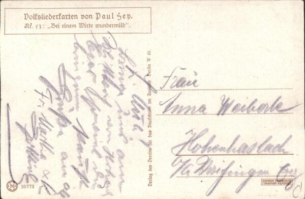 Hey Paul Nr. 53 Volksliederkarte Bei einem Wirte wun – Bild 2
