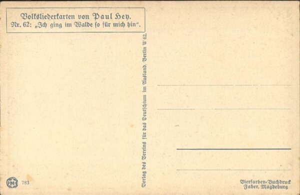 Hey Paul Nr. 62 Volksliederkarte Ich ging im Walde s – Bild 2