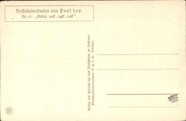 Hey Paul Nr. 67 Volksliederkarte Mädle ruck ruck ruc – Bild 2