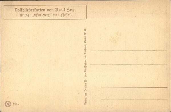Hey Paul Nr. Nr. 74 Volksliederkarte Uf'm Bergle bin – Bild 2