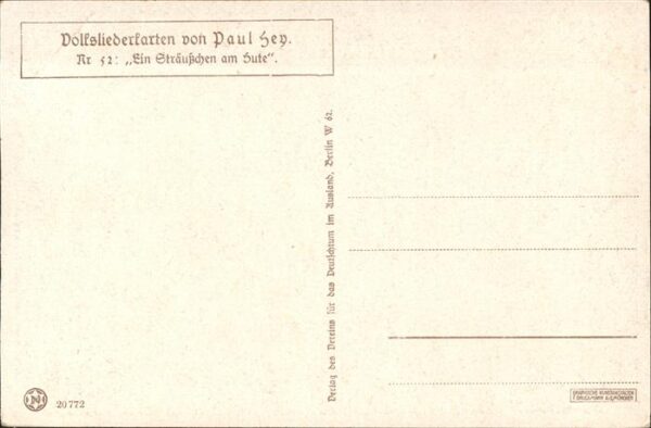 Hey Paul Nr. 52 Volksliederkarte Ein Sträußchen am H – Bild 2