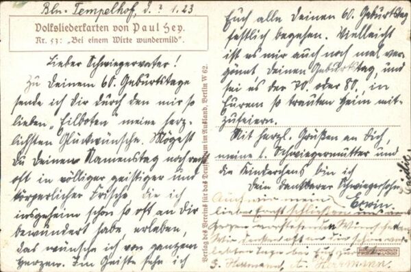 Hey Paul Nr. 53 Volksliederkarte Bei einem Wirte wun – Bild 2