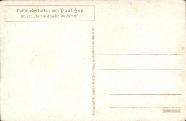Hey Paul Nr. 40 Volksliederkarte Keinen Tropfen im B – Bild 2
