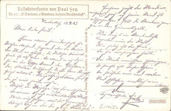 Hey Paul Nr. 92 Volksliederkarte O Wandern o Wandern – Bild 2