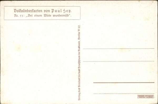 Hey Paul Nr. 53 Volksliederkarte Bei einem Wirte wun – Bild 2