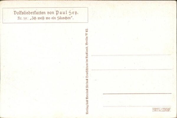 Hey Paul Nr. 39 Volksliederkarte Ich weiss wo ein Hä – Bild 2