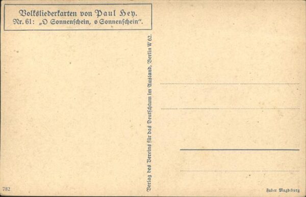 Hey Paul Nr. 61 Volksliederkarte O Sonnenschein o So – Bild 2