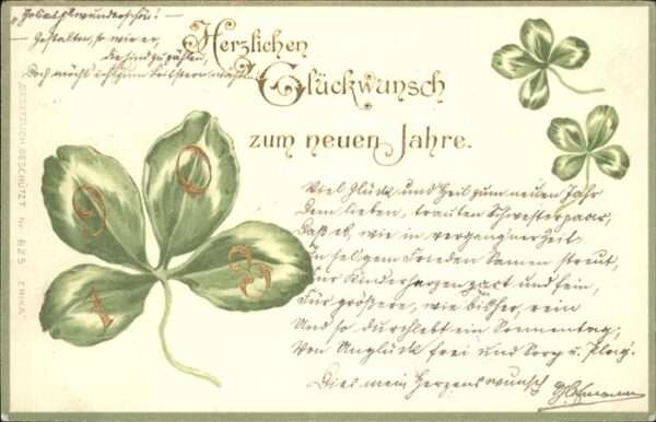 Jahreszahl Neujahr Kleeblatt