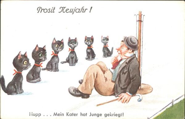 Neujahr Katzen Humor