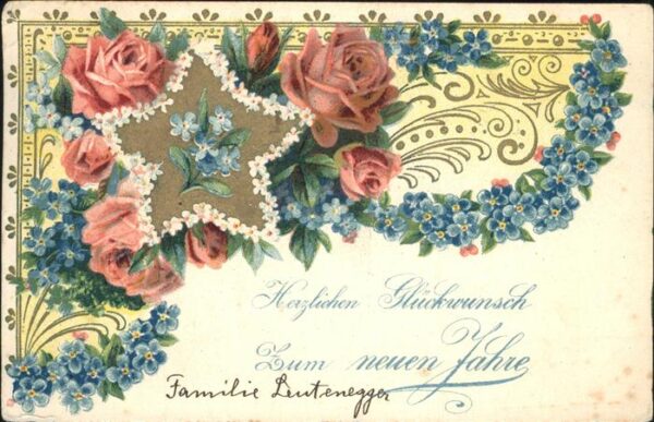 Rosen Neujahr Litho
