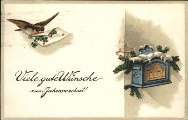 Briefkasten Neujahr Vogel Brief Kleeblätter