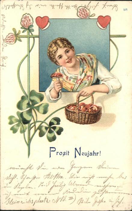 Neujahr Pilze Kleeblätter