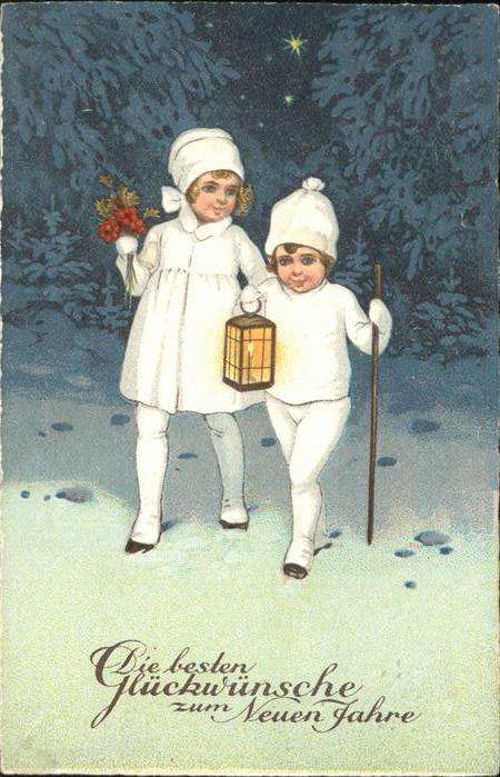 Neujahr Kinder Litho