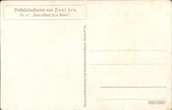Hey Paul Nr. 37 Volksliederkarte Mein Schatz ist a R – Bild 2