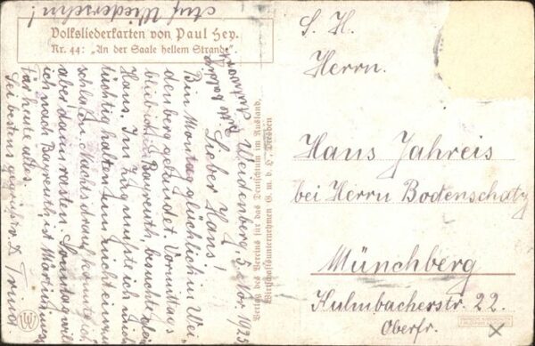 Hey Paul Nr. 44 Volksliederkarte An der Saale hellem – Bild 2