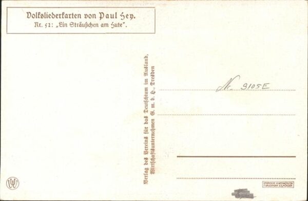 Hey Paul Nr. 52 Volksliederkarte Ein Sträußchen am H – Bild 2