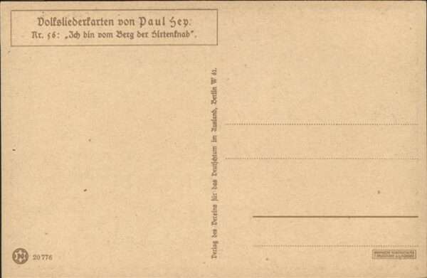 Hey Paul Nr. 56 Volksliederkarte Ich bin vom Berg de – Bild 2
