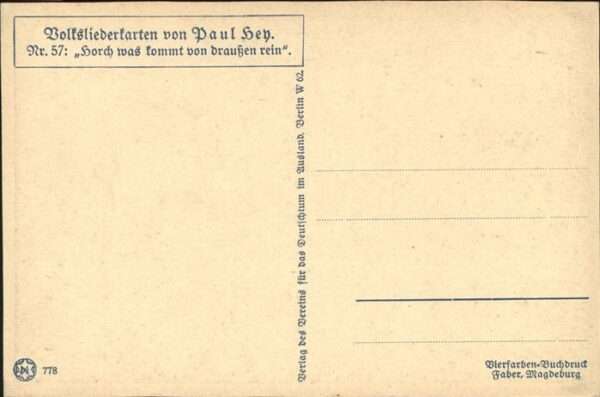 Hey Paul Nr. 57 Volksliederkarte Horch was kommt von – Bild 2