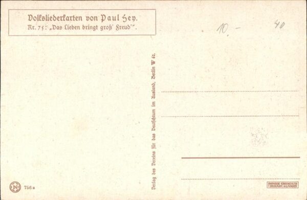 Hey Paul Nr. 75 Volksliederkarte Das Lieben bringt g – Bild 2