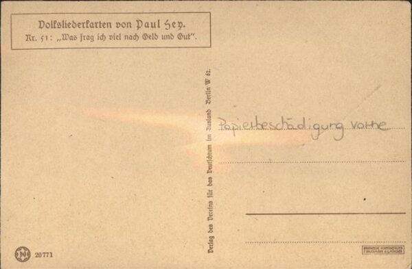 Hey Paul Nr. 51 Volksliederkarte Was frag ich viel n – Bild 2