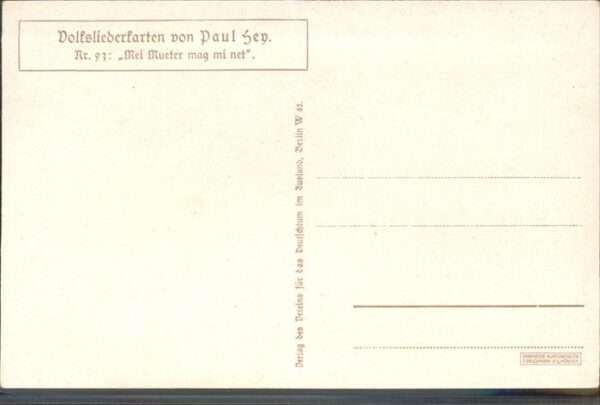 Hey Paul Nr. 93 Volksliederkarte Mei Mueter mag mi n – Bild 2
