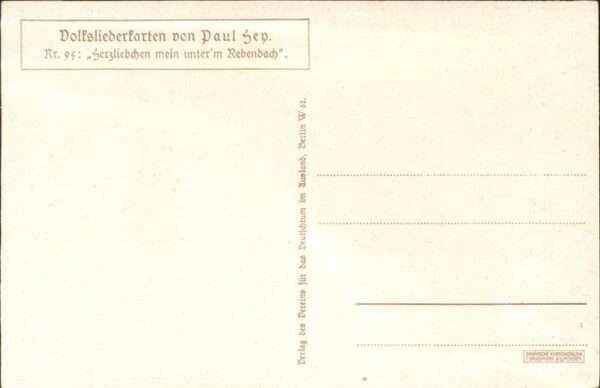 Hey Paul Nr. 95 Volksliederkarte Herzliebchen mein u – Bild 2