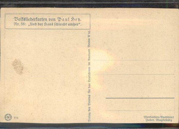 Hey Paul Nr. 58 Volksliederkarte Und der Hans schlei – Bild 2