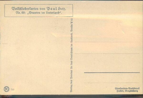 Hey Paul Nr. 60 Volksliederkarte Drunten im Unterlan – Bild 2