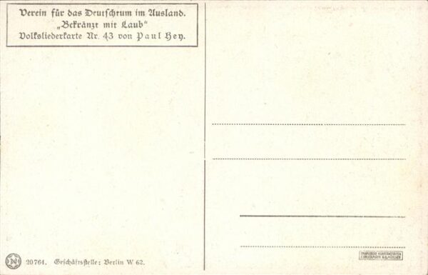 Hey Paul Nr. 43 Volksliederkarte Bekränzt mit Laub – Bild 2