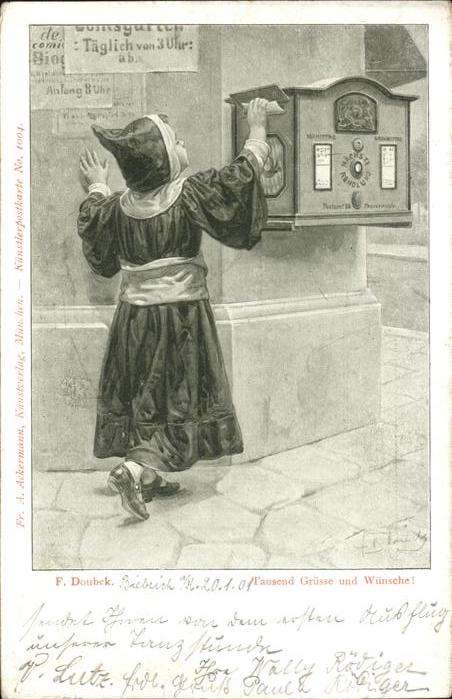 Briefkasten Münchner Kindl Künstlerkarte F. Doubek