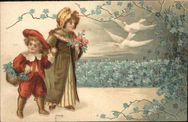 Tauben Kinder Litho