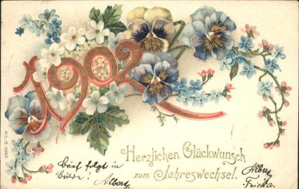 Jahreszahl Neujahr Blumen