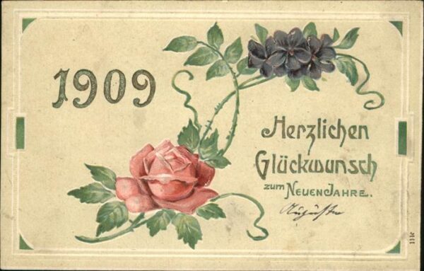 Jahreszahl Neujahr Rose