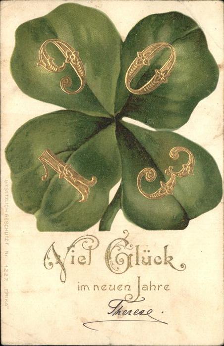 Jahreszahl Neujahr Kleeblatt
