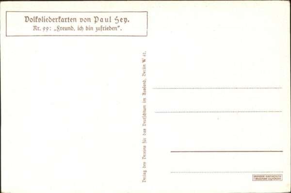 Hey Paul Nr. 99 Volksliederkarte Freund ich bin zufr – Bild 2