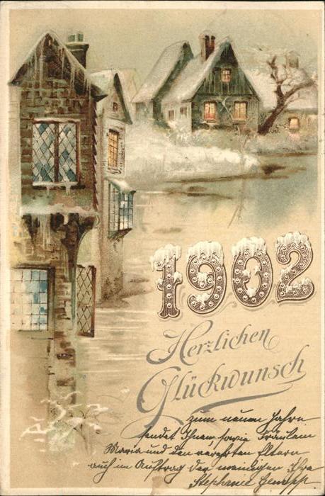 Jahreszahl Neujahr Litho