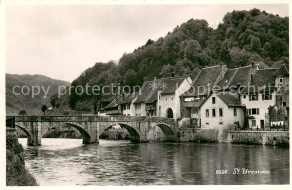 St Ursanne Ortspartie mit Brücke