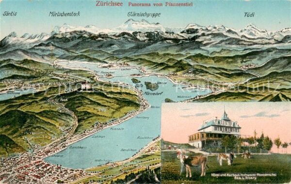 Zuerichsee ZH Panorama vom Pfannenstiel Hotel Kurhaus