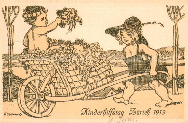 Zuerich ZH Kinderhilfstag Zürich 1913 Zeichnung