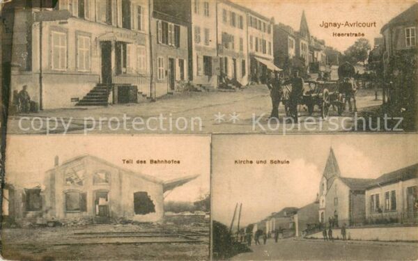 Jgnay Avricourt Sarrebourg Heerstrasse Teil des Bahnhofs Kirche un