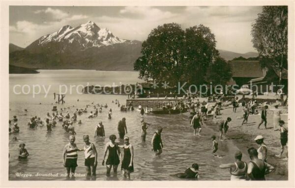 Weggis Vierwaldstaettersee Strandbad mit Pilatus