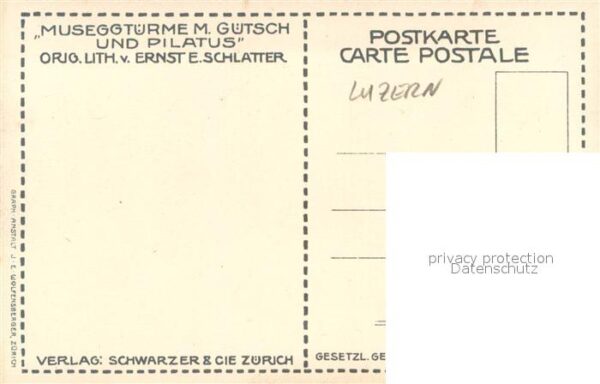 Luzern  LU Museggtürme mit Gütsch und Pilatus Lith – Bild 2