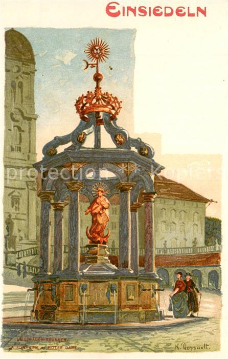 Einsiedeln SZ Kloster mit Brunnen