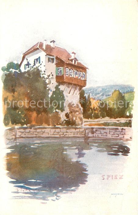Spiez Thunersee BE Künstlerkarte