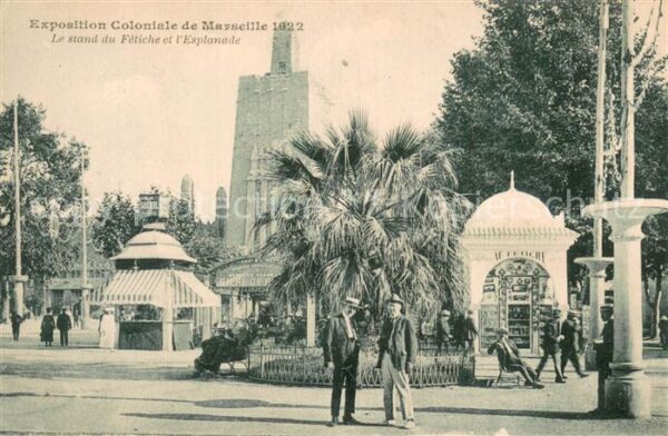 Exposition Coloniale Marseille 1922  Le stand du Fetiche et l´Esplanade